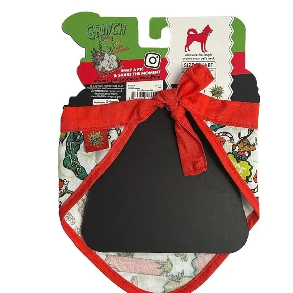 Dr Seuss The Grinch Dog Pet Bandana L/xl Nwt - Picture 3 of 7